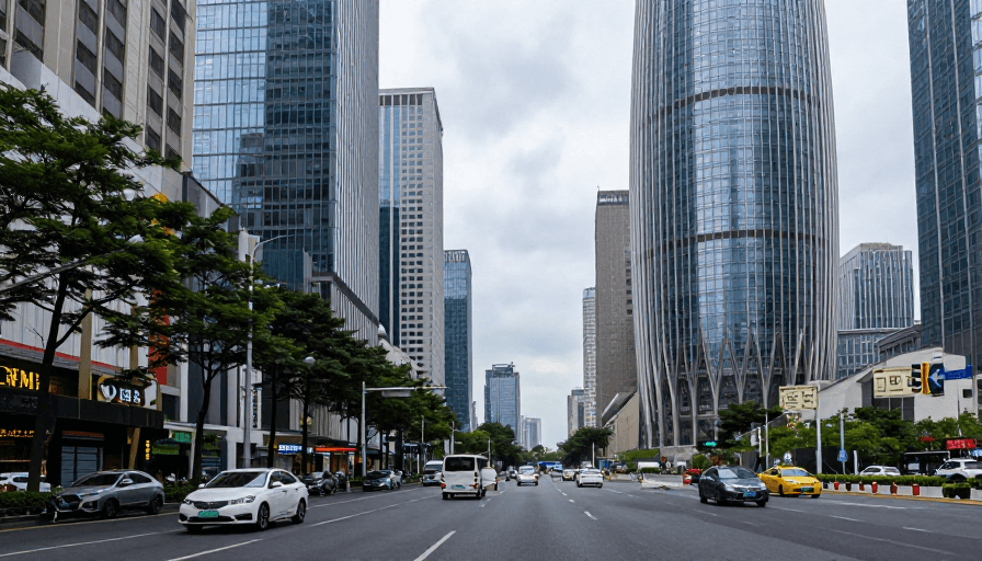 生活记录素材：深圳街头实景风光：光影与都市脉搏的交响