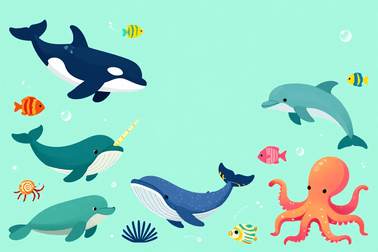 UI设计素材：童趣海洋生物扁平插画背景图