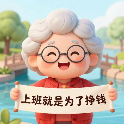 3D效果素材：治愈系：笑谈工作的奶奶插画
