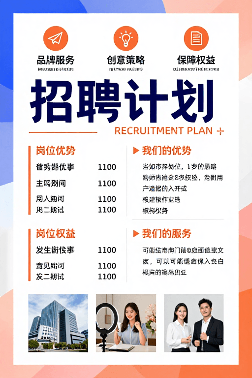招聘计划素材：现代商务招聘海报：专业高效引才计划