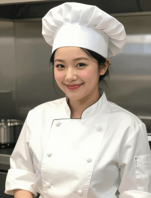 运动模糊素材：不经意的光影：圆脸女厨师的厨房抓拍