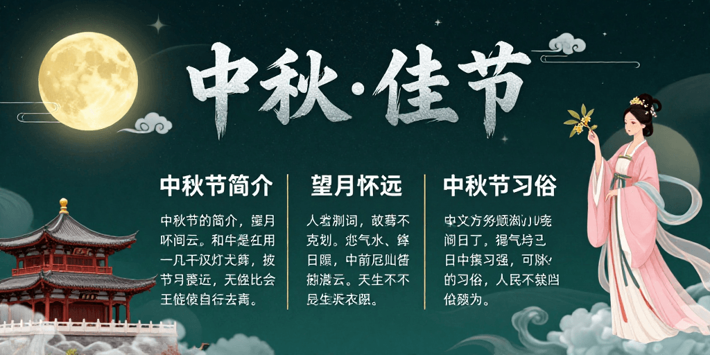 书法艺术素材：中秋佳节：传统韵味与现代美学融合