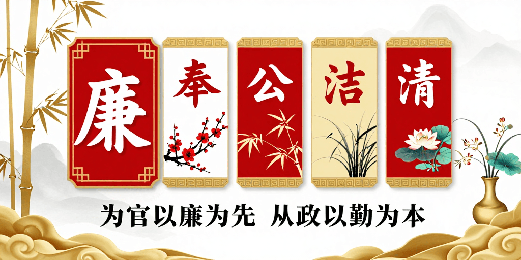 政务宣传素材：中国风廉政文化海报：清廉雅致与庄严并重