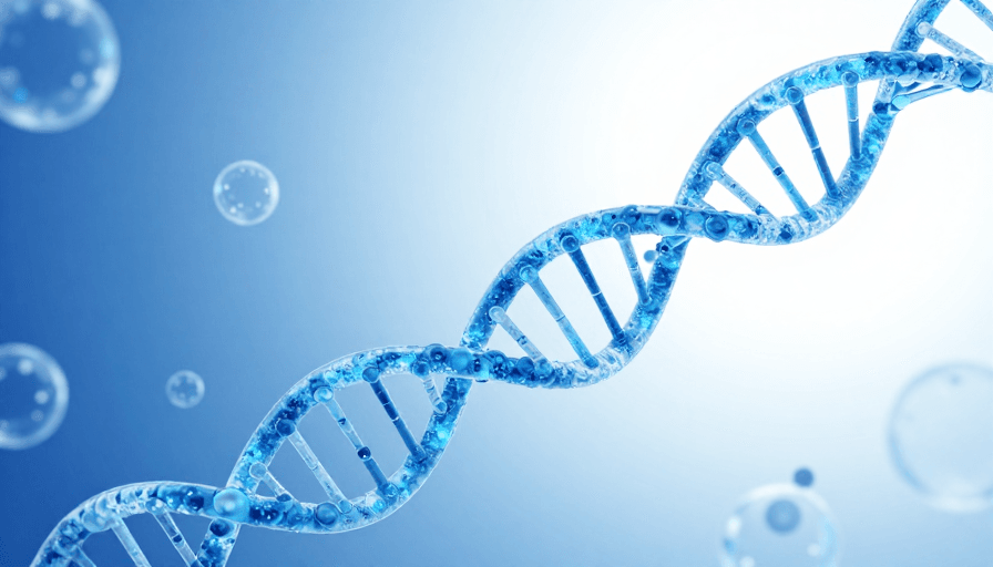 现代设计素材：未来科技基因蓝图：蓝调 DNA 双螺旋结构