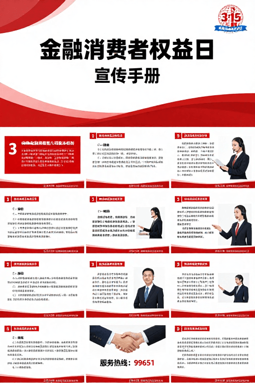 红白配色素材：金融消费者权益日宣传手册设计：红白庄重专业风