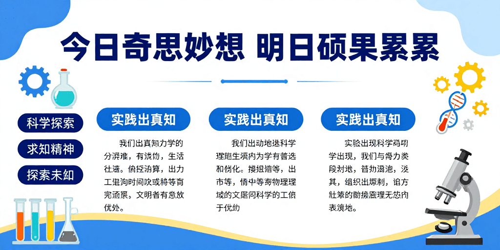 蓝白主色调素材：蓝白科技风教育海报：激发青少年科学探索梦想