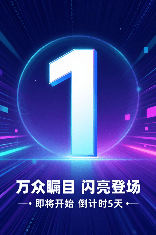 倒计时海报素材：未来科技倒计时：万众瞩目闪亮登场