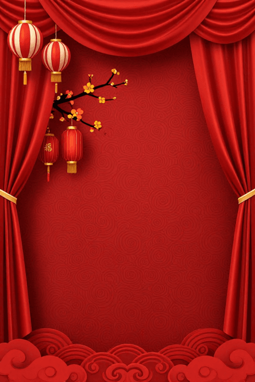 春节元素素材：红韵祥瑞：中式喜庆舞台背景