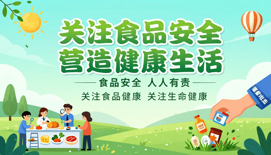 食品安全素材：清新插画风食品安全公益海报