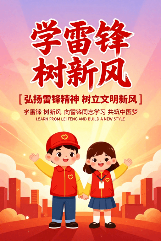 文明新风素材：红色雷锋书法：弘扬文明新风