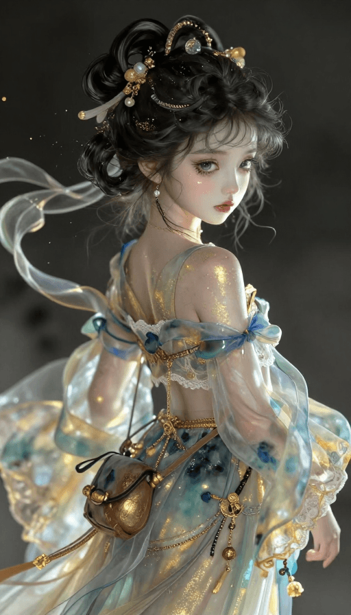 新国风插画素材：水墨国风少女侧颜：冷艳Q弹的绝美插画
