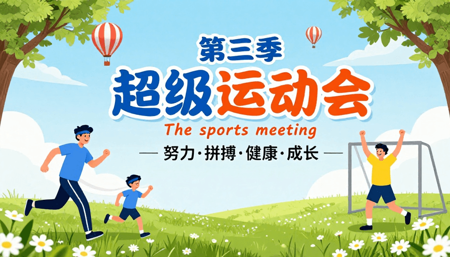 运动会宣传素材：阳光童趣：儿童运动主题宣传插画海报