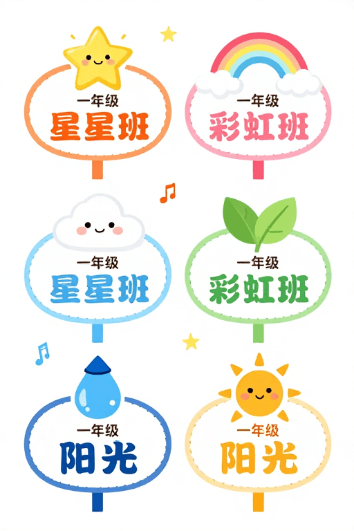一年级班级标识素材：清新童趣一年级班级标识设计