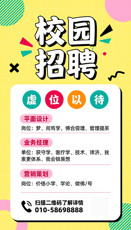 青春活力素材：青春活力：现代手绘风校园招聘海报设计