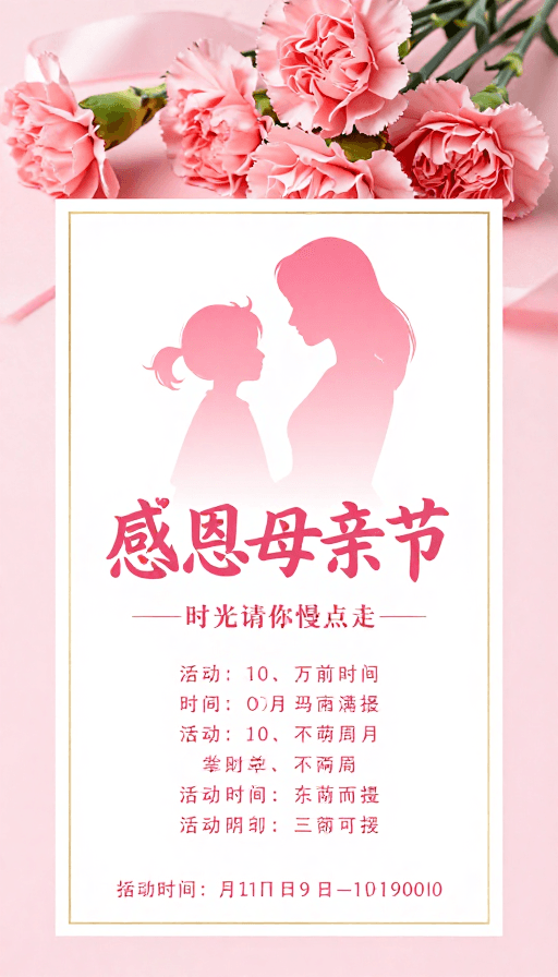 商业海报素材：母亲节温情海报：柔和粉调简约设计