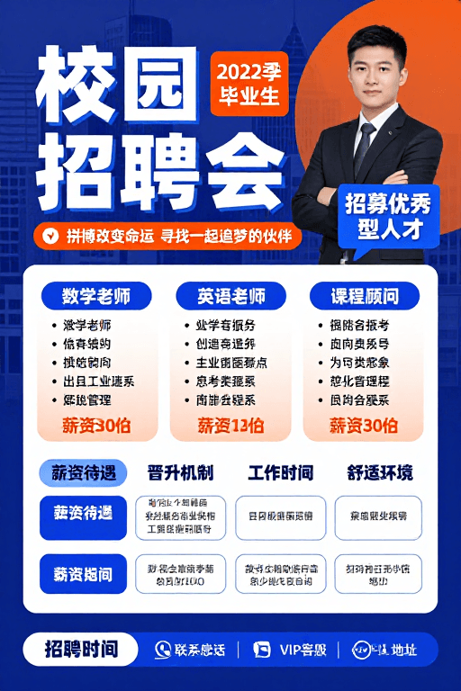 现代商务校园招聘会宣传海报设计