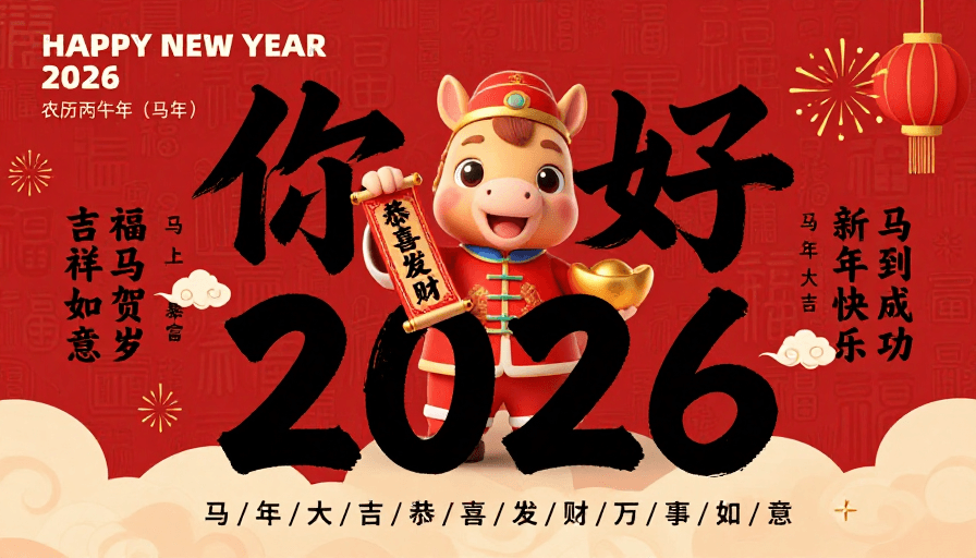 新年海报素材：喜庆中国风2026新年海报设计