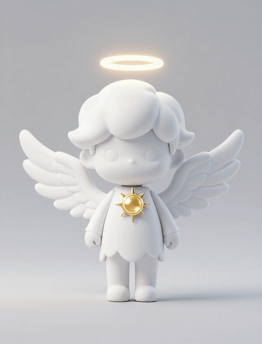 Q版角色素材：极简Q版炽天使手办：3D渲染设计展示