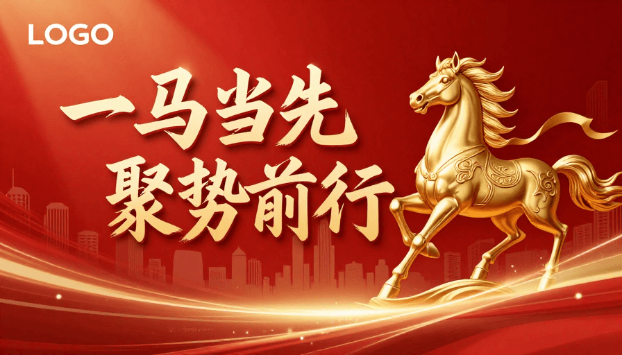 商务庆典素材：商务庆典：金色奔马引领进取精神