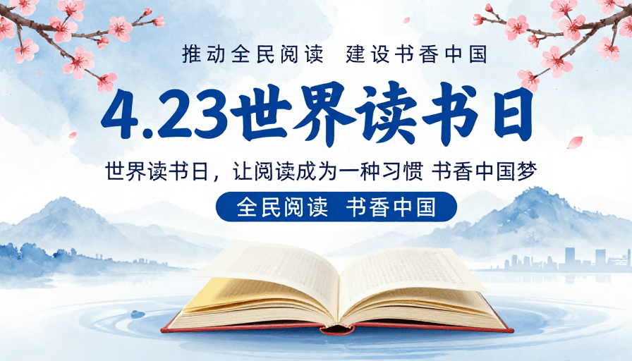 文化海报素材：淡雅水墨书香中国 世界读书日海报
