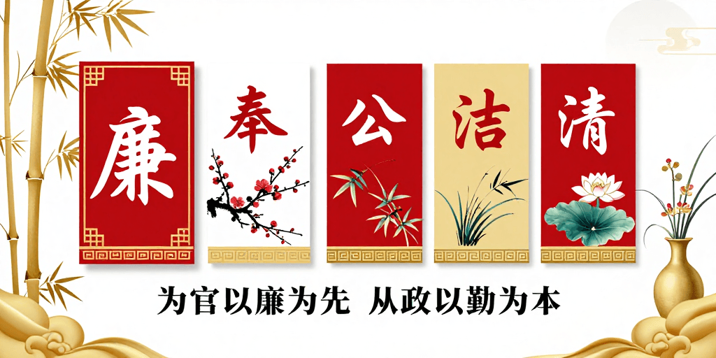 传统文化元素素材：中国风廉政文化海报：清廉正气彰显
