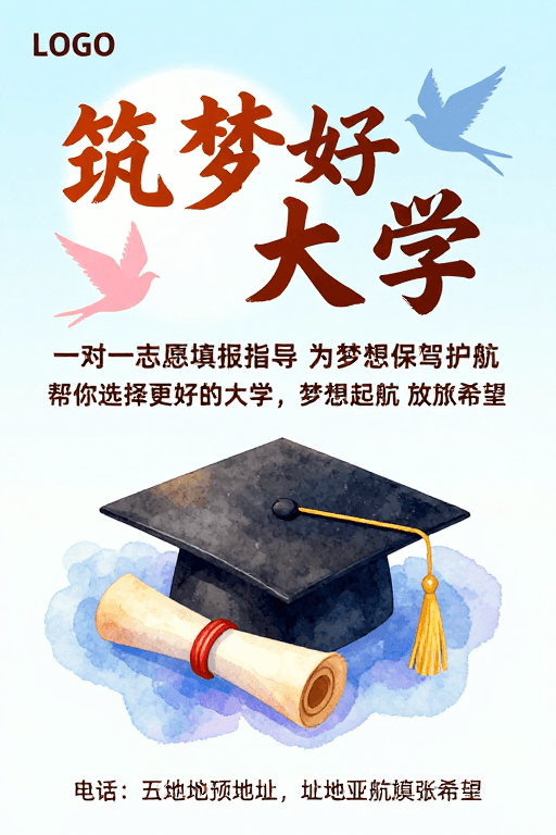 招生宣传素材：筑梦好大学手绘风招生宣传海报设计