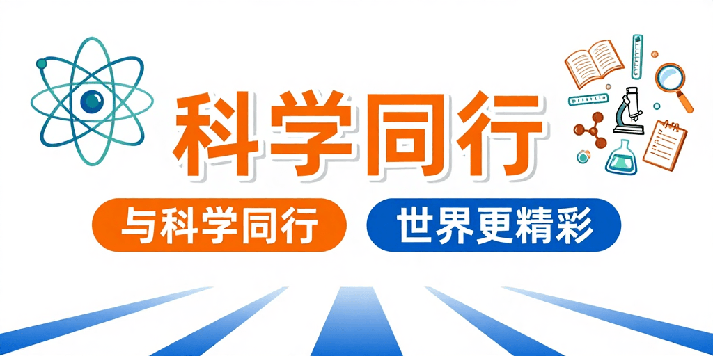 蓝橙配色素材：现代科技教育海报：扁平风科学探索宣传