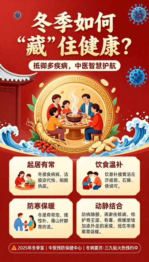 家庭温馨素材：国潮风冬季健康科普——中医智慧护航