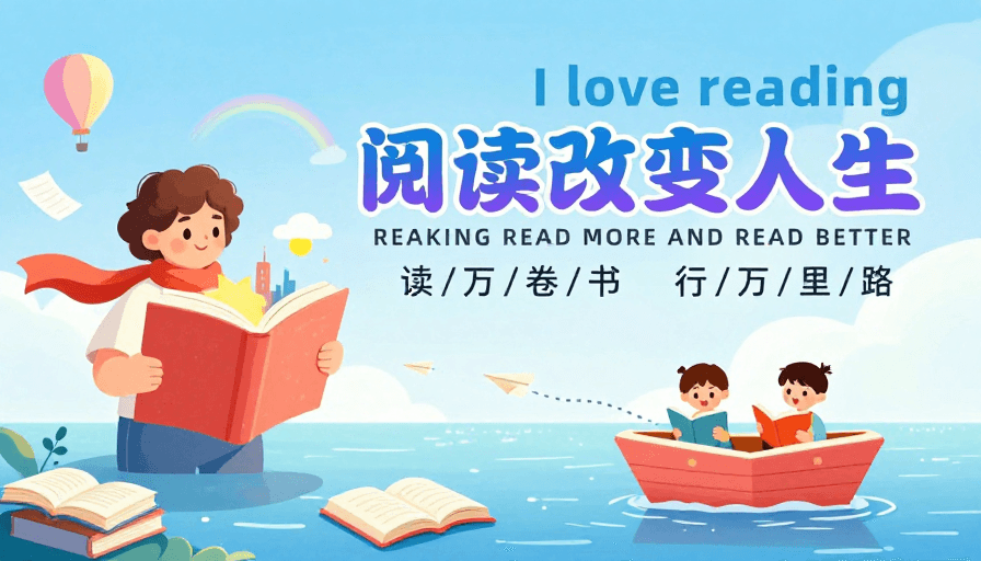 扁平插画风素材：阅读改变人生：手绘插画展现希望与成长的力量