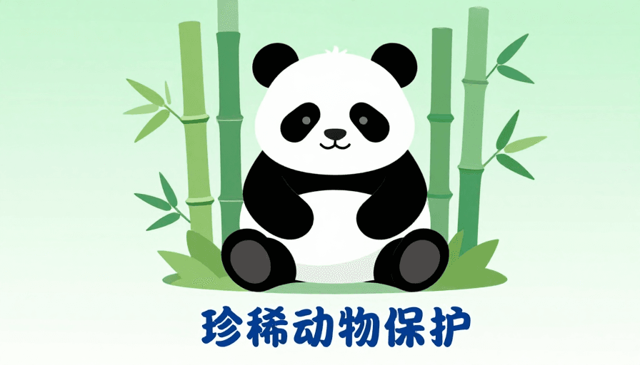 极简风格素材：简约熊猫竹林现代PPT封面设计
