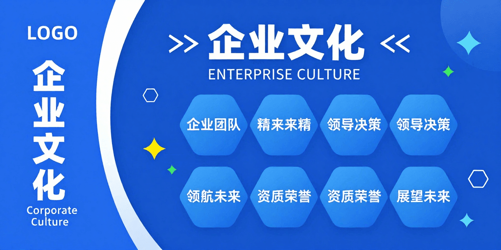 文化墙展示素材：蓝科技企业文化宣传海报：专业设计与未来愿景