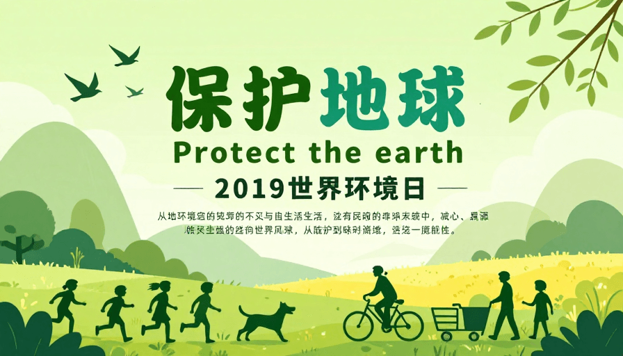 世界环境日素材：绿色家园·守护自然：2019世界环境日公益插画