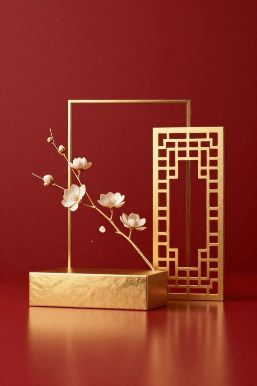 现代极简素材：金枝窗格｜现代东方极简美学