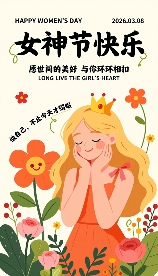 春日生机素材：暖色扁平插画女性节气海报