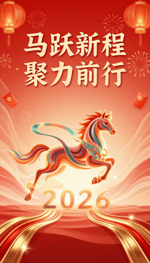 企业年会素材：马跃新程 聚力前行：2026 企业年会庆典海报