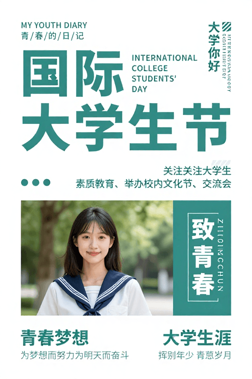 国际大学生节青春活力校园海报