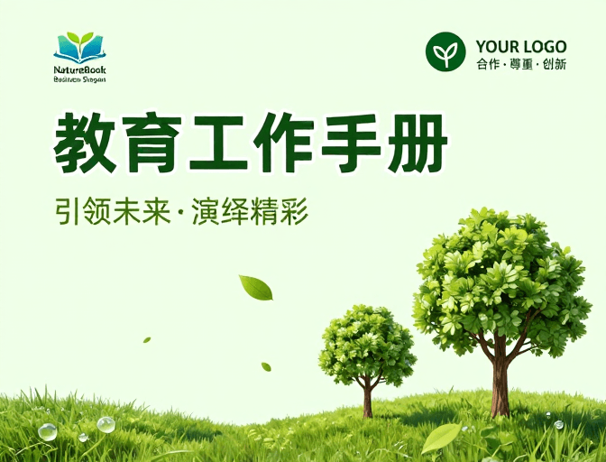 绿色主调素材：清新简约教育手册封面设计：生态与成长的绿色力量