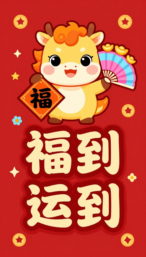 喜庆祝福素材：吉祥小马福运到·传统喜庆中国风海报