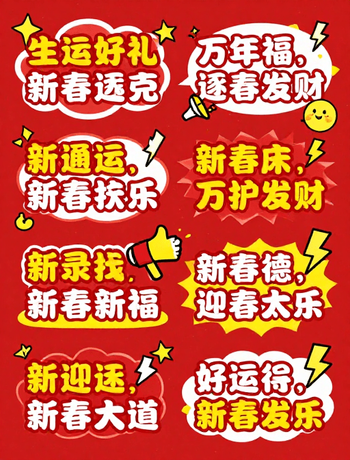 红色主调素材：红色活力Q版插画：职场激励与新年祝福