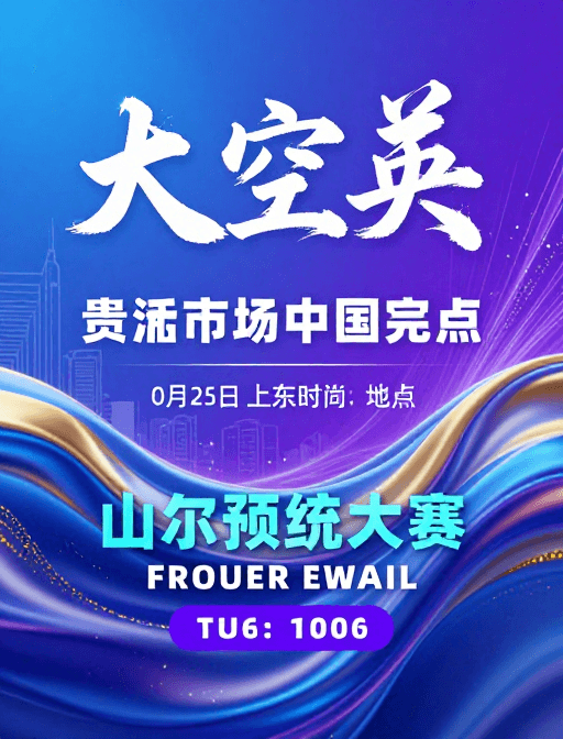 科技海报素材：未来科技蓝金波浪数字艺术海报