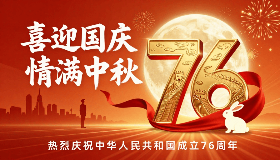 金色浮雕素材：喜迎国庆庆团圆，共祝祖国七十六华诞