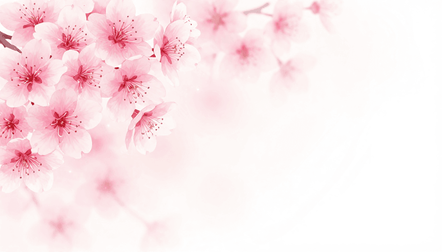 梦幻渐变素材：梦幻水彩樱花背景：轻盈东方美学