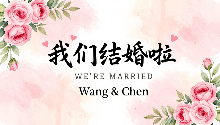 婚礼邀请函素材：浪漫水彩婚礼邀请，典雅水墨与鲜花交织
