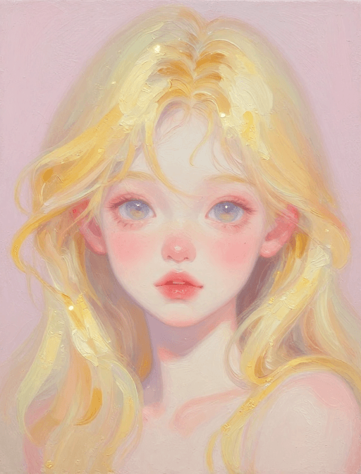 丙烯油画素材：星光少女：梦幻丙烯油画肖像