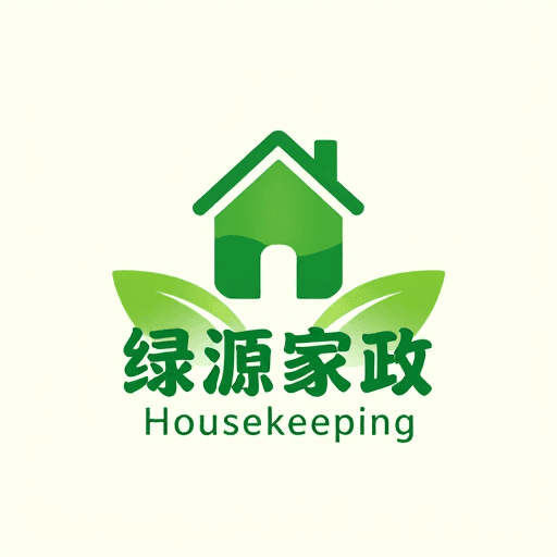 清新配色素材：简约现代风家政服务绿色品牌标志设计
