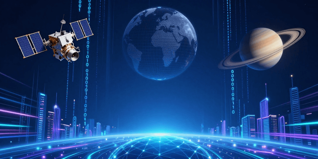 太空背景素材：未来数字宇宙：科技与信息的交响