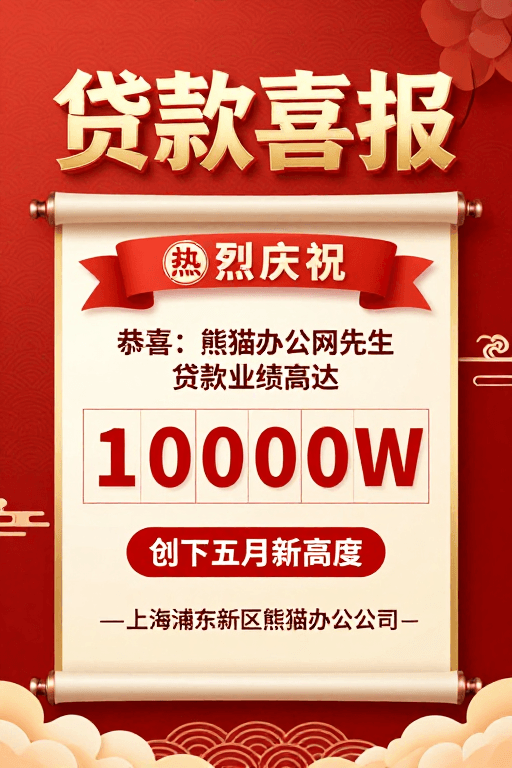 金色数据展示素材：红色喜庆中国风贷款喜报海报