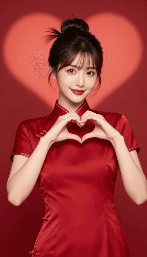 社交海报素材：中国风旗袍美女：阳光魅力与时尚大片