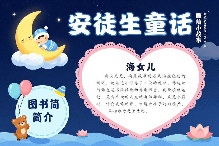 安徒生童话素材：安徒生童话：《海的女儿》梦幻星空睡前故事封面