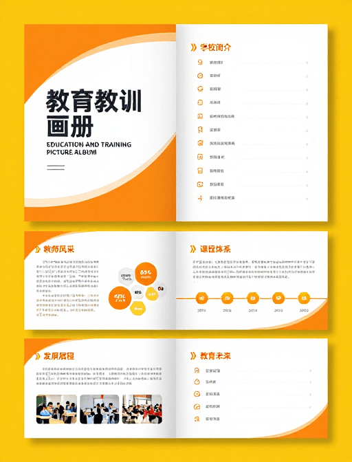 现代排版素材：活力橙白配色教育画册设计